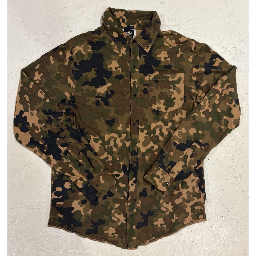 Adidas Originals Flex Camo Shirt Men Size M Camouflage Snap Rider Skateboarding